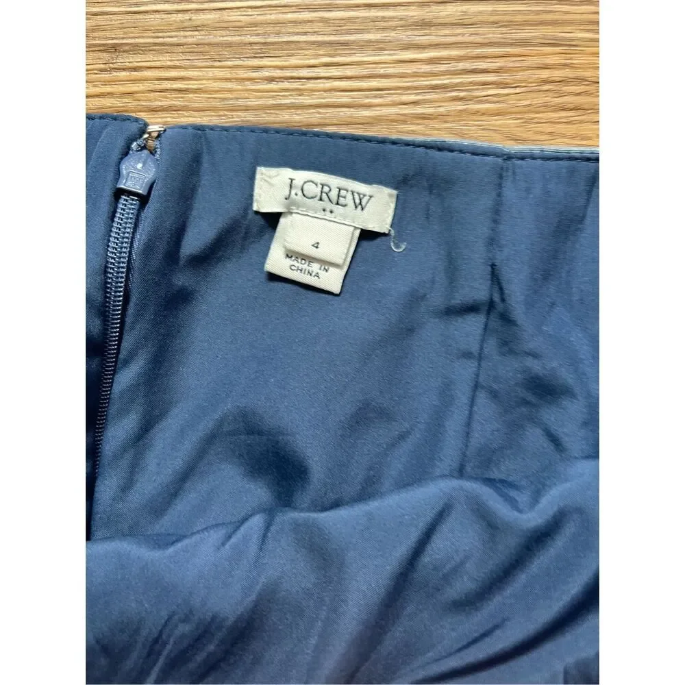 J crew 100% cotton mini skirt grey scalloped hem size 4 chambray whimsical